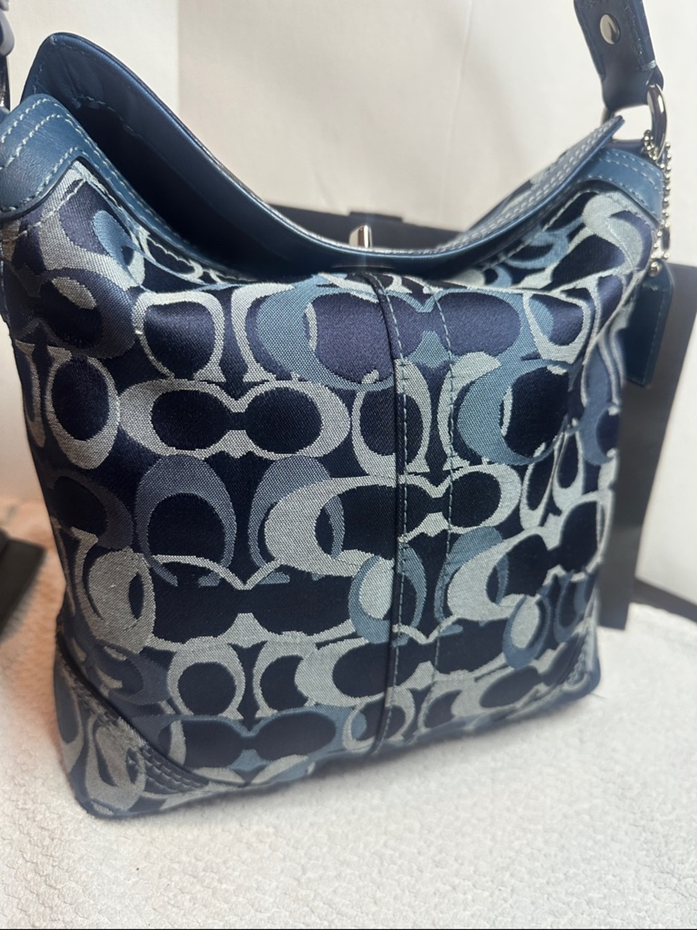Coach Chelsea optic Blue Signature Jacquard hobo Shoulder Bag